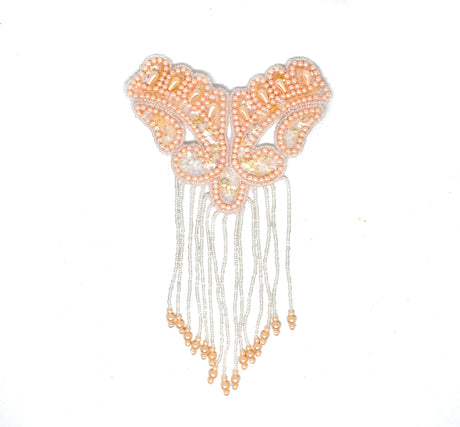 Beaded Fringe Applique Black Gold 8.5x5.5