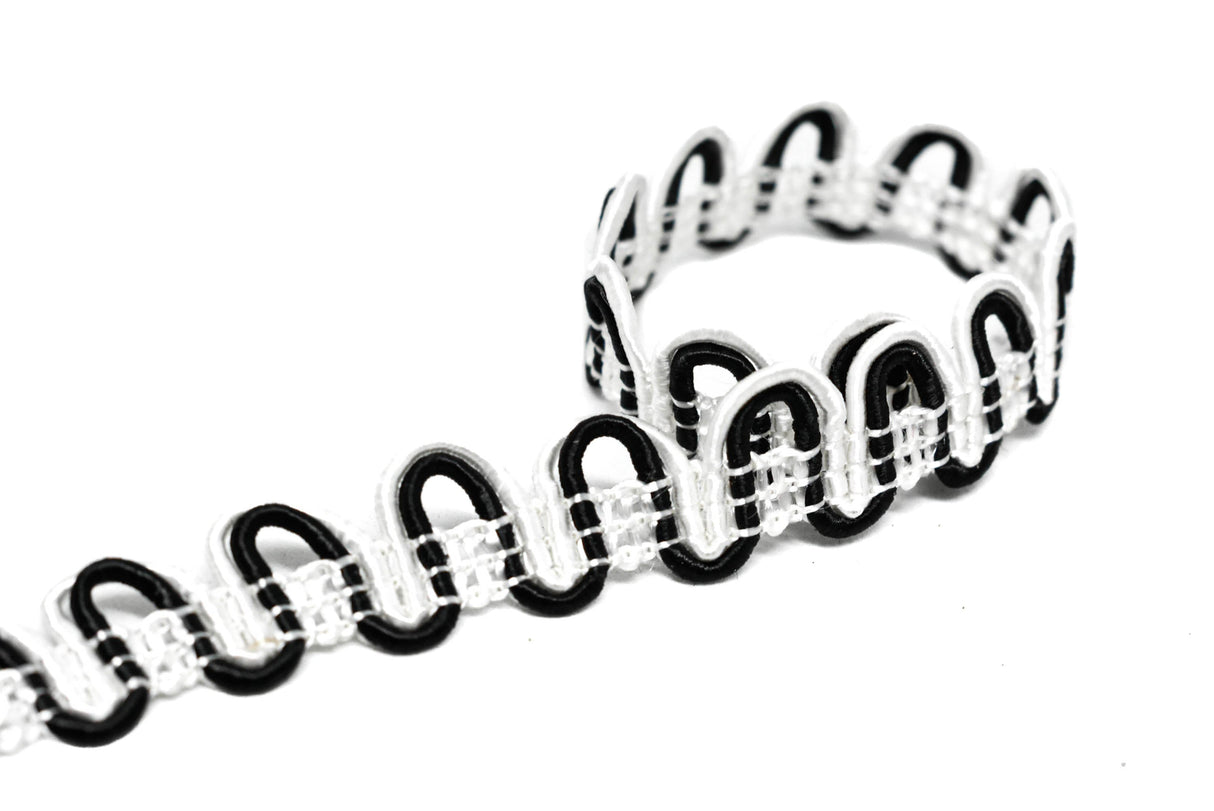Ric Rac Gimp Trim Black White 5/8"