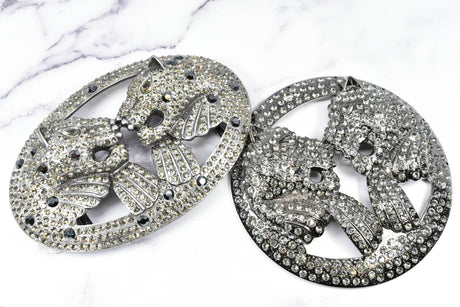 Rhinestone Lion Buckles Metal Double-Headed
