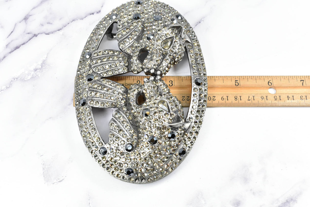 Rhinestone Lion Buckles Metal Double-Headed