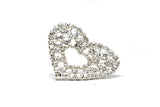 Rhinestone Heart Brooch 2 Inch Pin-On