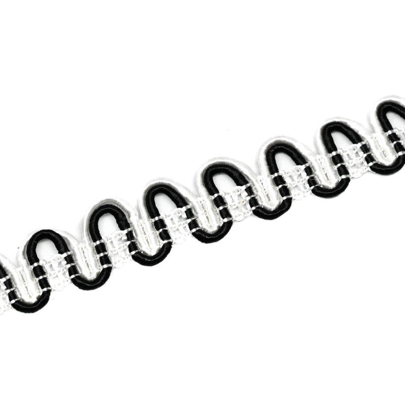 Ric Rac Gimp Trim Black White 5/8"
