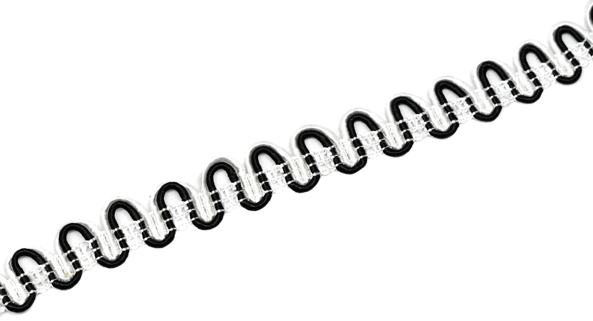 Ric Rac Gimp Trim Black White 5/8"
