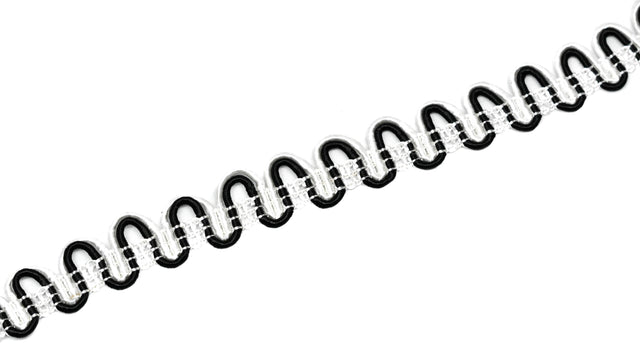Ric Rac Gimp Trim Black White 5/8"