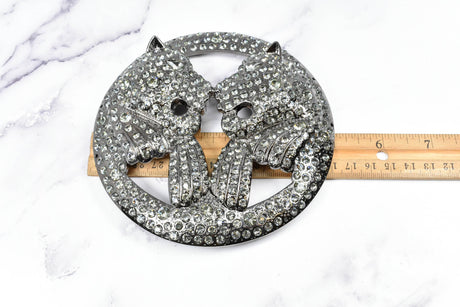 Rhinestone Lion Buckles Metal Double-Headed