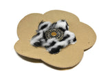 Flower Applique Suede Cheetah Charm 3.88"