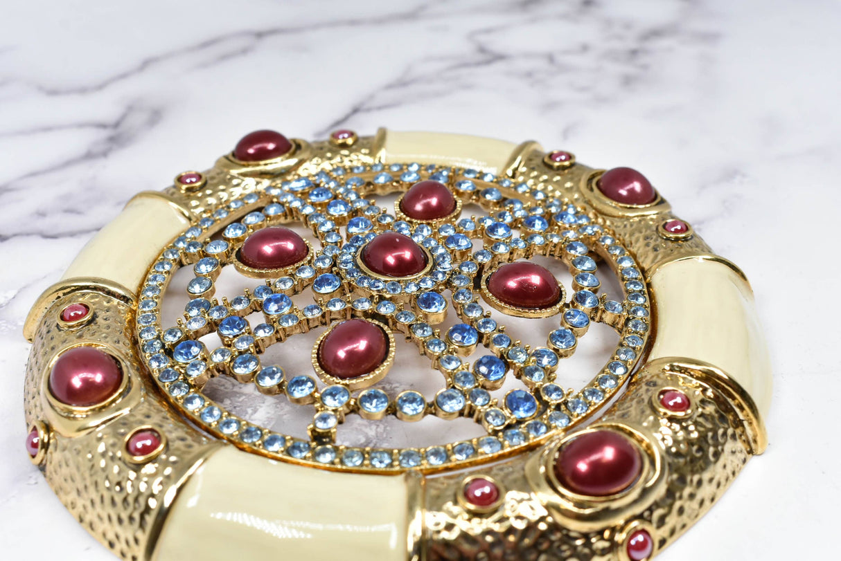 Rhinestone Metal Tube Buckle 5"