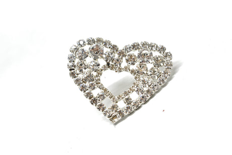 Rhinestone Heart Brooch 2 Inch Pin-On