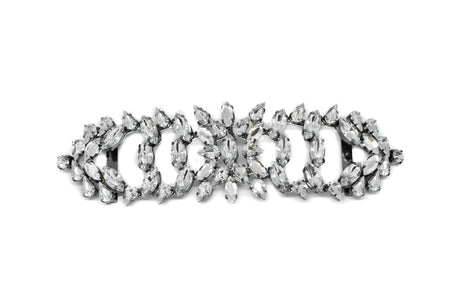 Floral Rhinestone Buckle Silver Clear