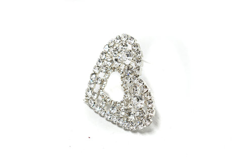 Rhinestone Heart Brooch 2 Inch Pin-On