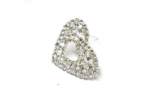 Rhinestone Heart Brooch 2 Inch Pin-On