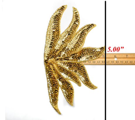 Sequins Applique Floral Gold Silver