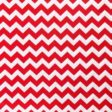 1/2″ Half Inch Chevron Red and White Poly Cotton Fabric
