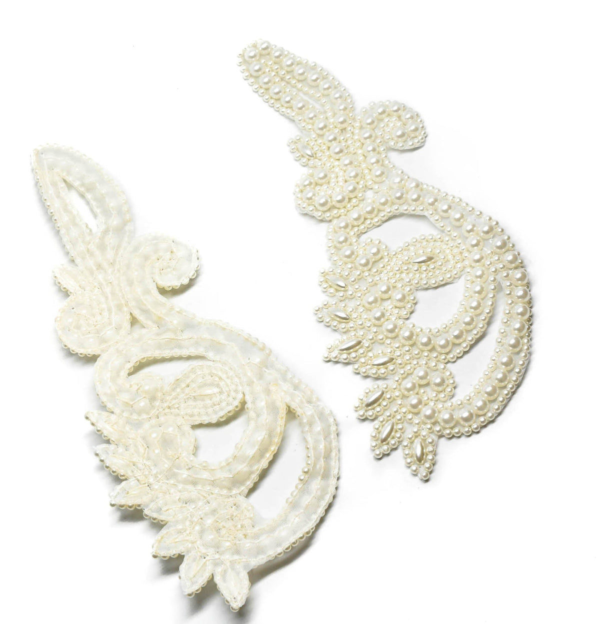 Pearl Sew-On Applique Pair White 10 x 4