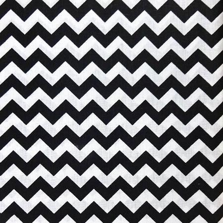 1/2″ Half Inch Chevron Black and White Poly Cotton Fabric,