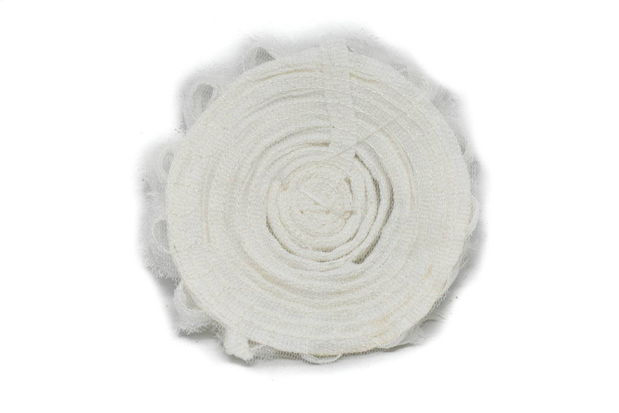 Embroidered Flower Rhinestone Applique White 3.88"