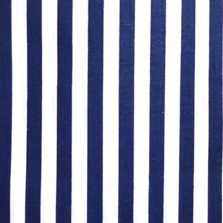 1/2″ Half Inch White and Navy Stripes Poly Cotton Fabric,