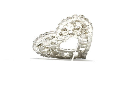 Rhinestone Heart Brooch 2 Inch Pin-On