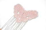 Beaded Fringe Applique Black Gold 8.5x5.5
