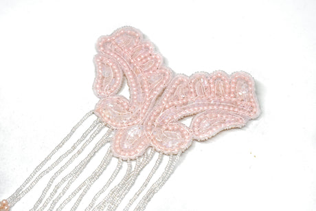 Beaded Fringe Applique Black Gold 8.5x5.5