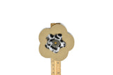 Flower Applique Suede Cheetah Charm 3.88"