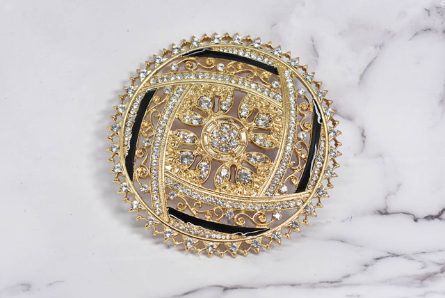 Rhinestone Buckle Gold 4 1/4