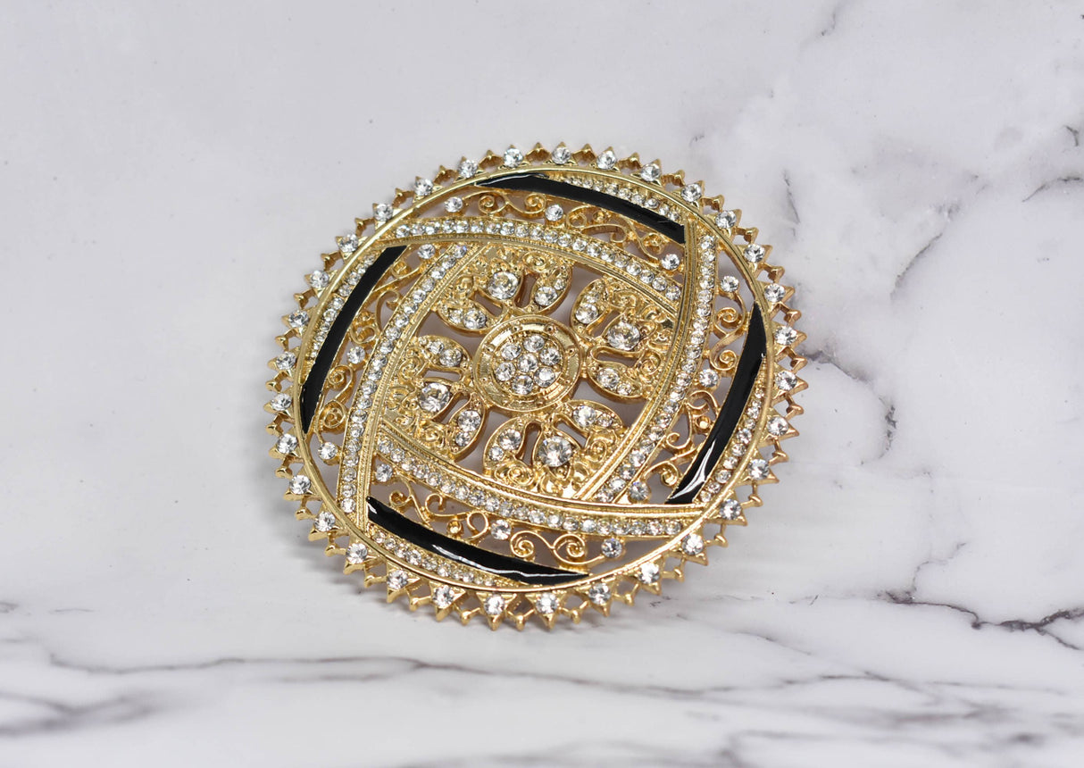Rhinestone Buckle Gold 4 1/4