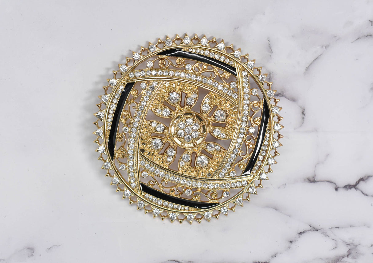 Rhinestone Buckle Gold 4 1/4