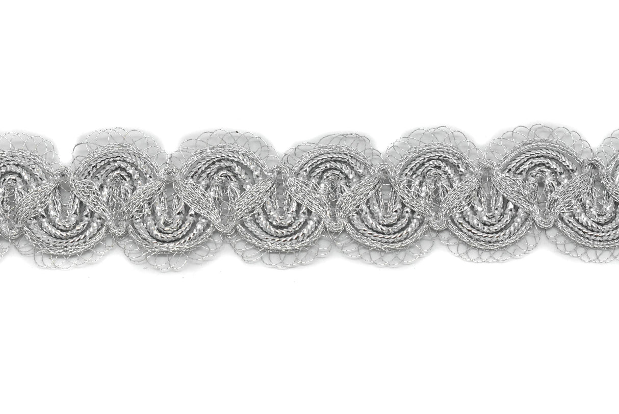 Metallic Ribbon Trim Wavy Silver 1 Inch