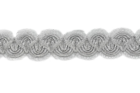 Metallic Ribbon Trim Wavy Silver 1 Inch