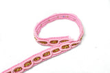 Braided Gimp Trim Pink Metallic Gold 1/2"