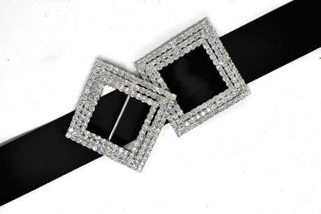Rhinestone Buckle Square Clear 2.5in