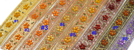 Sequins Embroidered Floral Trim 1 Inch