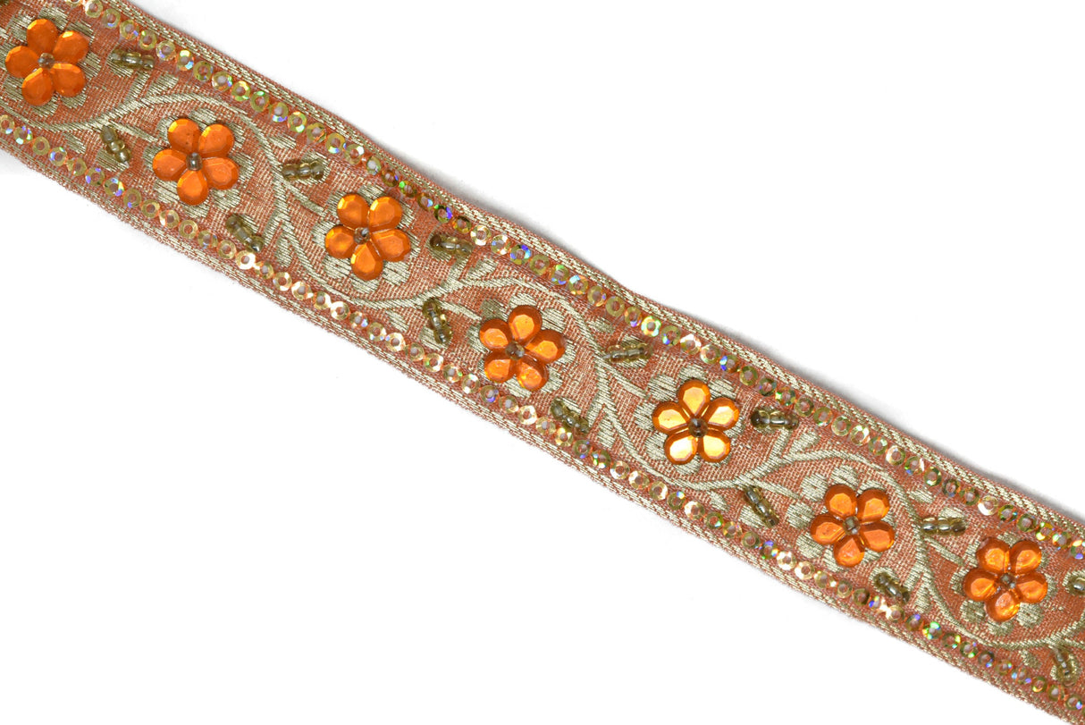 Sequins Embroidered Floral Trim 1 Inch