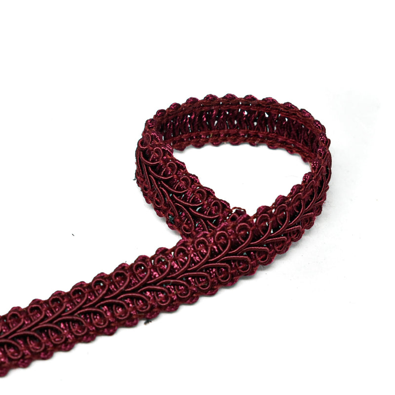 Floral Gimp Trim Burgundy 1/2 Inch
