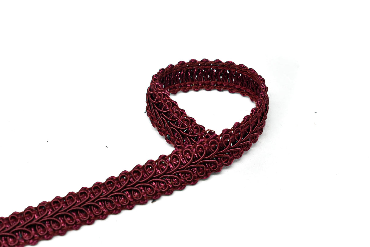 Floral Gimp Trim Burgundy 1/2 Inch