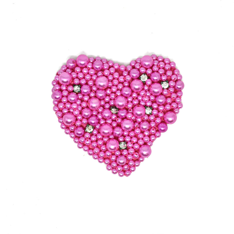 Rhinestone Heart Applique Pink 4 x 3.5