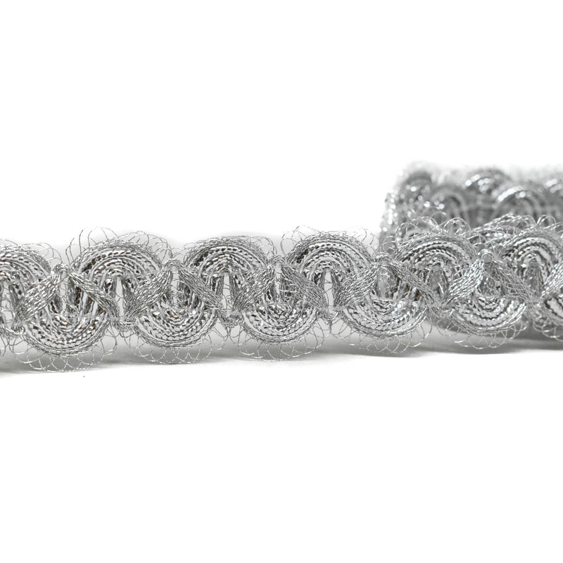 Metallic Ribbon Trim Wavy Silver 1 Inch