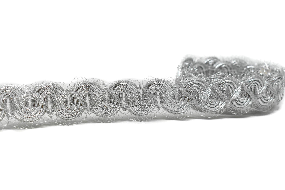 Metallic Ribbon Trim Wavy Silver 1 Inch