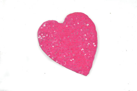 Sequins Heart Applique Pink Rhinestone Pearl 4.5x5