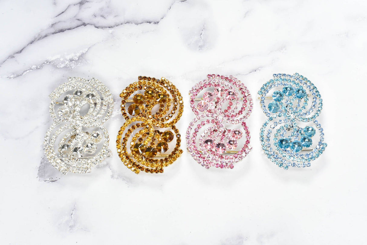 Rhinestone Spiral Buckles 2 3/4" x 1 3/4"