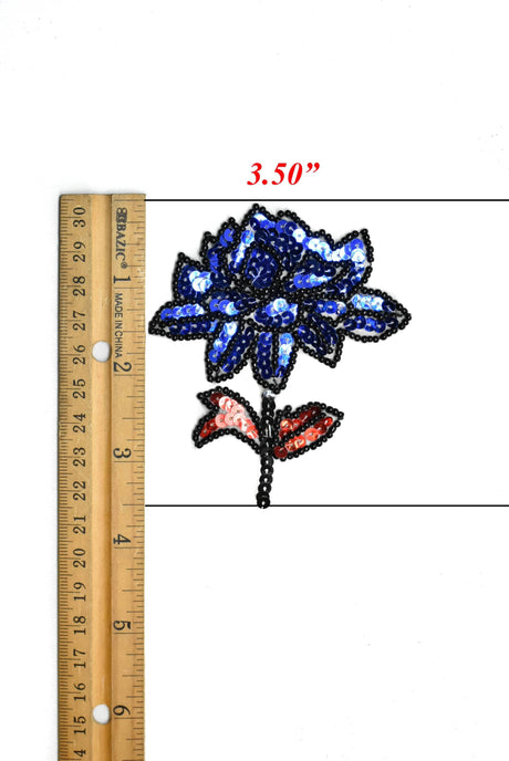 Sequins Flower Applique Iron-On Blue Red