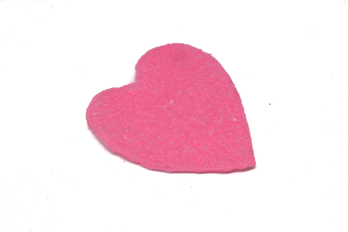 Sequins Heart Applique Pink Rhinestone Pearl 4.5x5