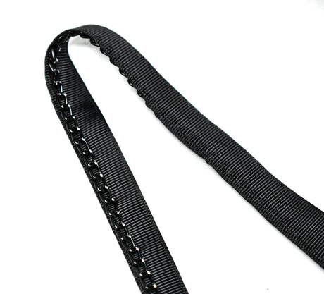 Ribbon with Black Chain Black Grosgrain 0.63"