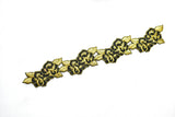 Embroidered Iron-On Patch Gold Black Floral 8.75 x 1.25