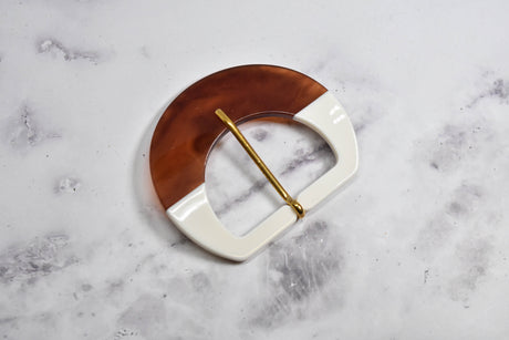 Belt Buckle White Blonde Tortoise 3.50"