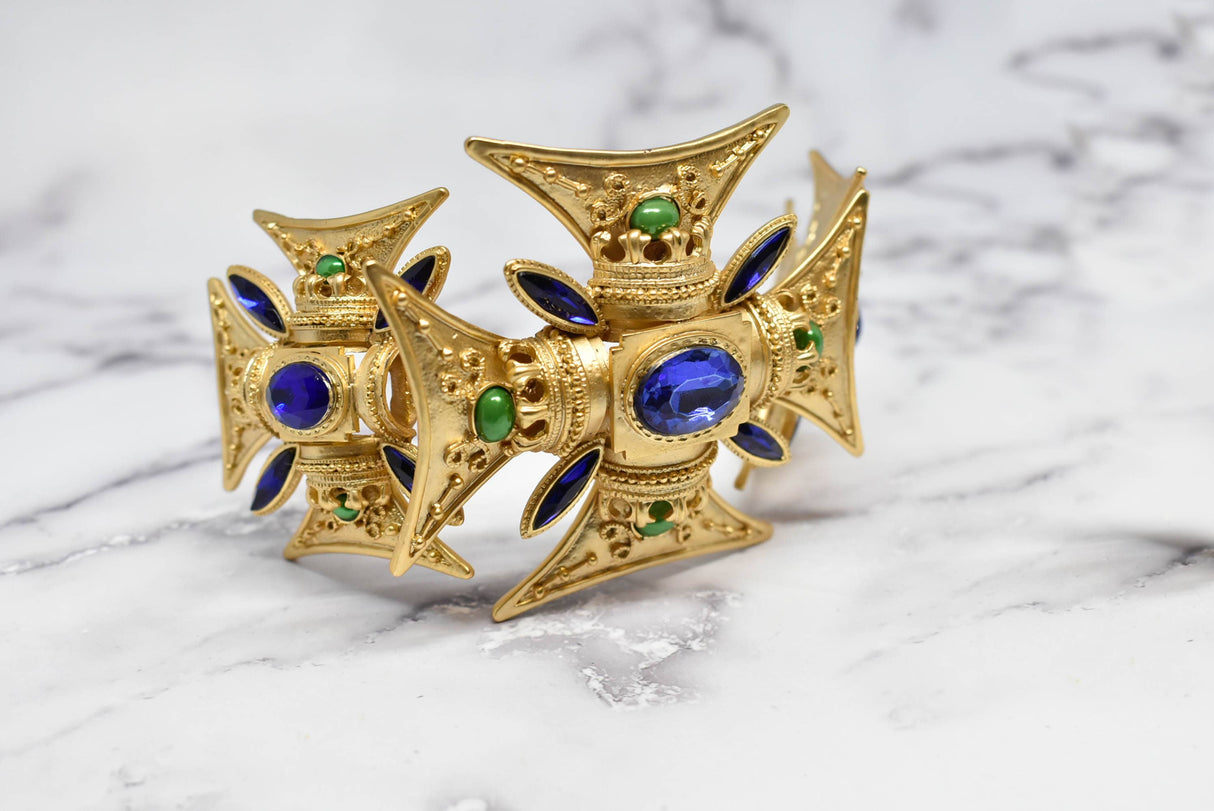 Gold Gemstone Foldable Buckle 6.75 x 3 in