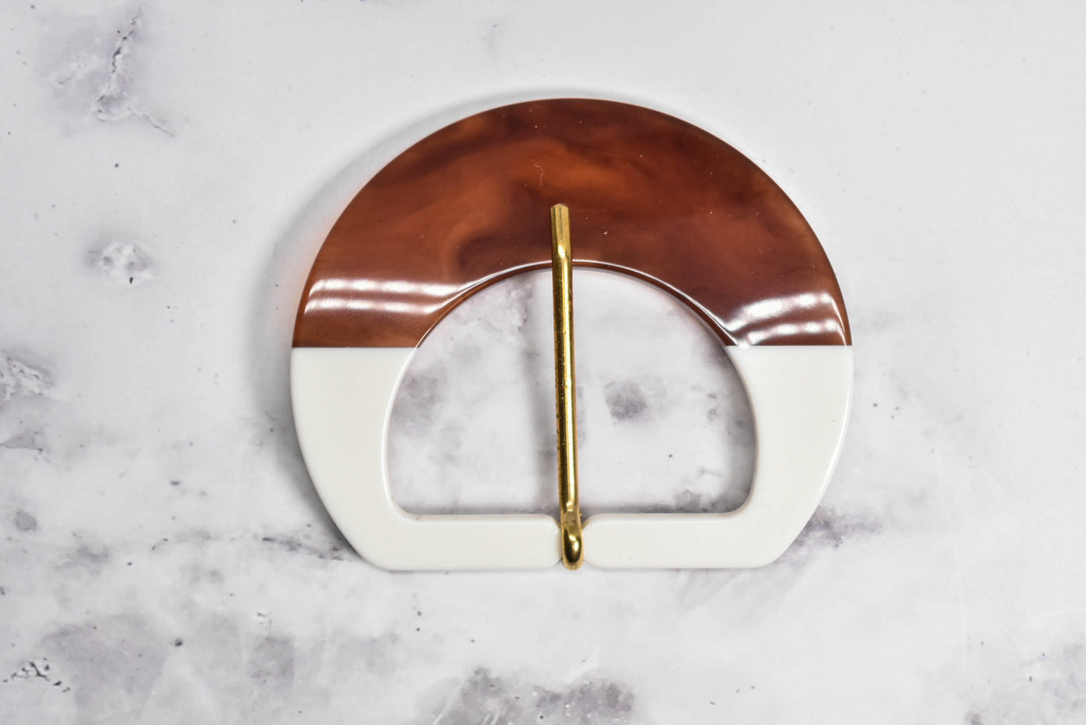 Belt Buckle White Blonde Tortoise 3.50"