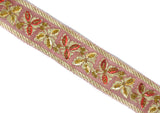 Sequins Beaded Floral Trim Red 1.25 Inch