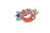 Embroidered Rose Patch Iron-On Sew-On 3 x 2